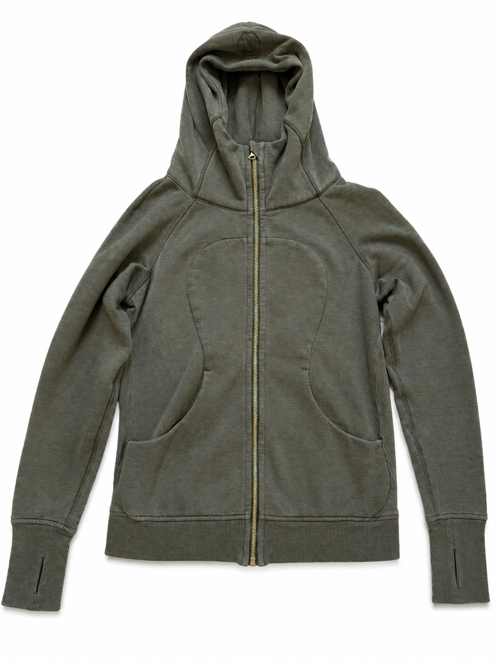 Lululemon Classic Scuba Full Zip Hoodie Camo Green Size 8